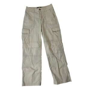 Hollister women's Wide Leg Tan Cargo Pant Mid Rise Size 26